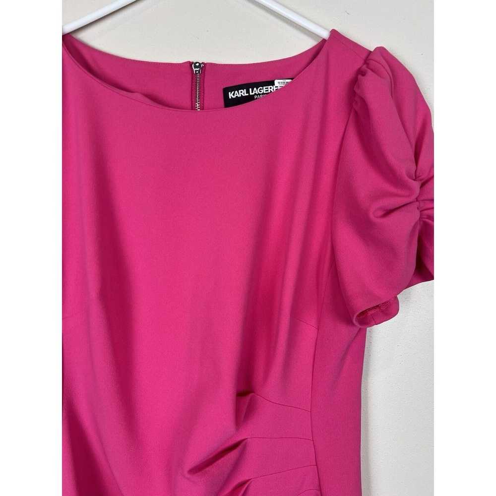 Karl Lagerfeld Paris Womens Hot Pink Puff Sleeves… - image 3