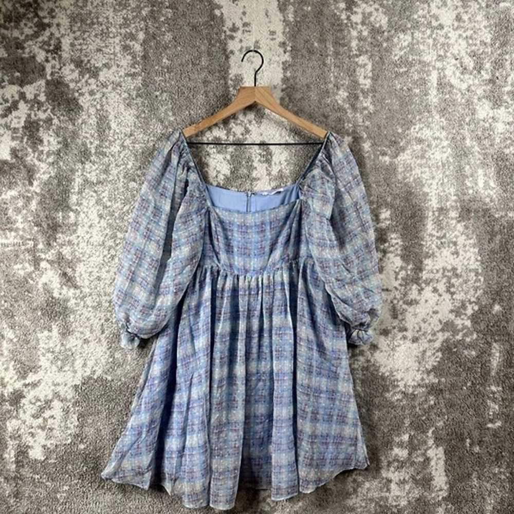 Storia Dress Medium Womens Blue Babydoll Sheer Pu… - image 1