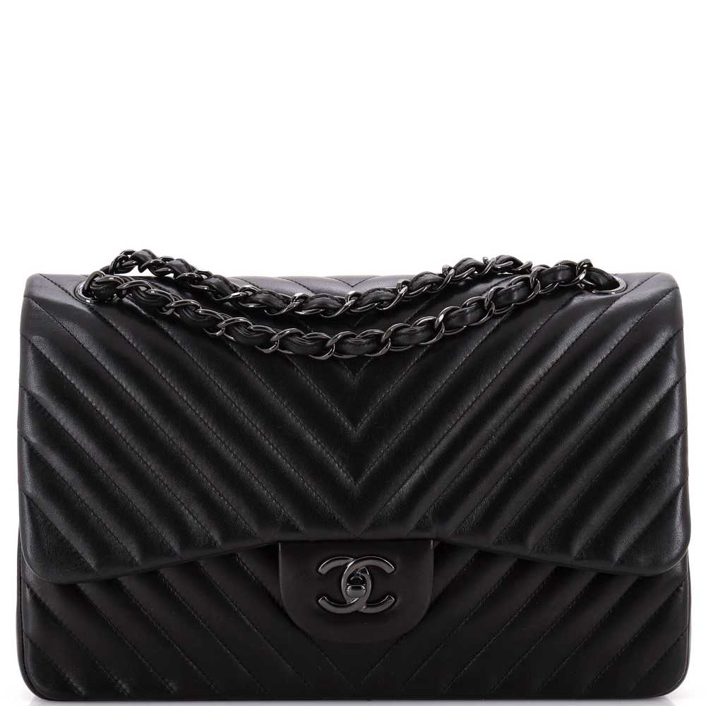 CHANEL So Black Classic Double Flap Bag Chevron L… - image 1