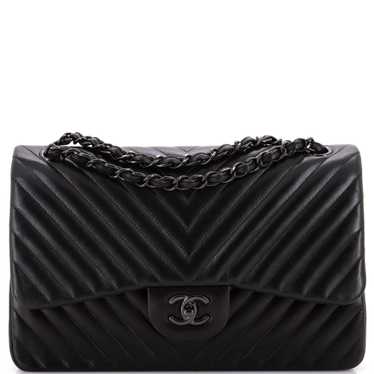 CHANEL So Black Classic Double Flap Bag Chevron L… - image 1