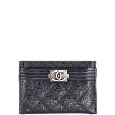 CHANEL Boy Card Holder Quilted Caviar