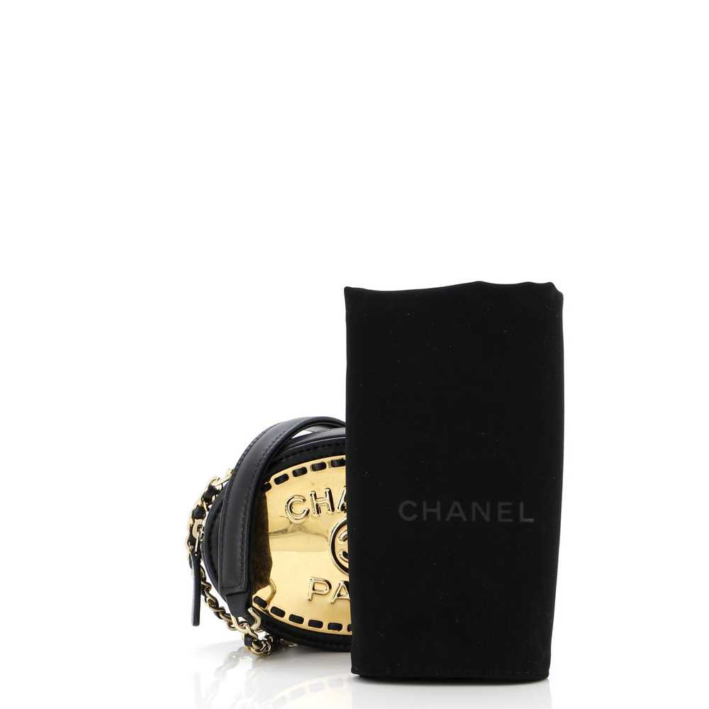 CHANEL Logo Plate Oval Clutch With Chain Metal an… - image 2