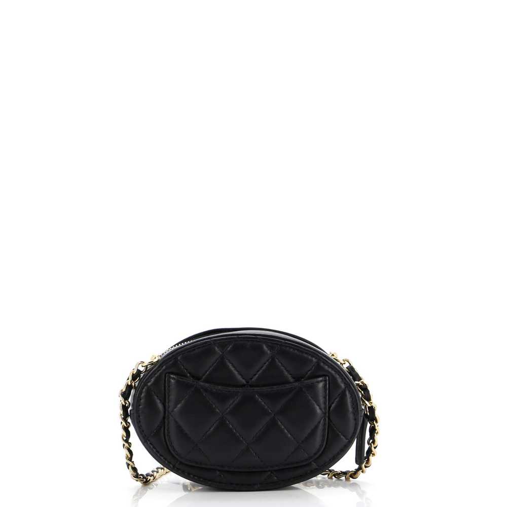 CHANEL Logo Plate Oval Clutch With Chain Metal an… - image 4