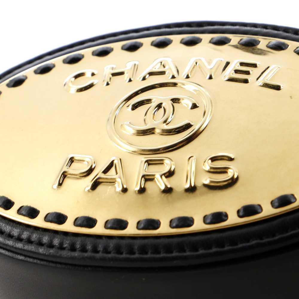 CHANEL Logo Plate Oval Clutch With Chain Metal an… - image 7