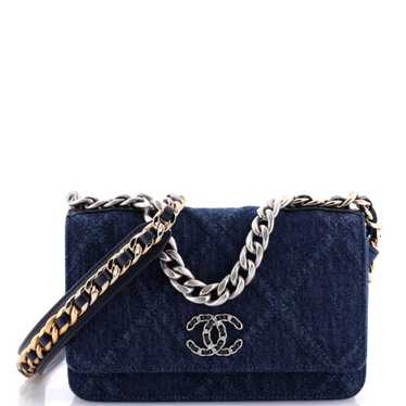 CHANEL 19 Wallet on Chain Quilted Denim