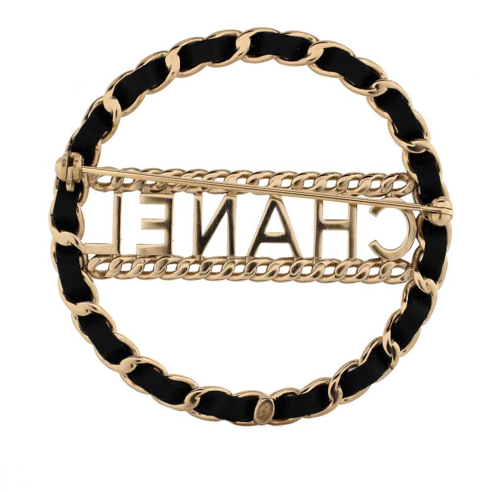 CHANEL Logo Chain Link Round Brooch - image 2