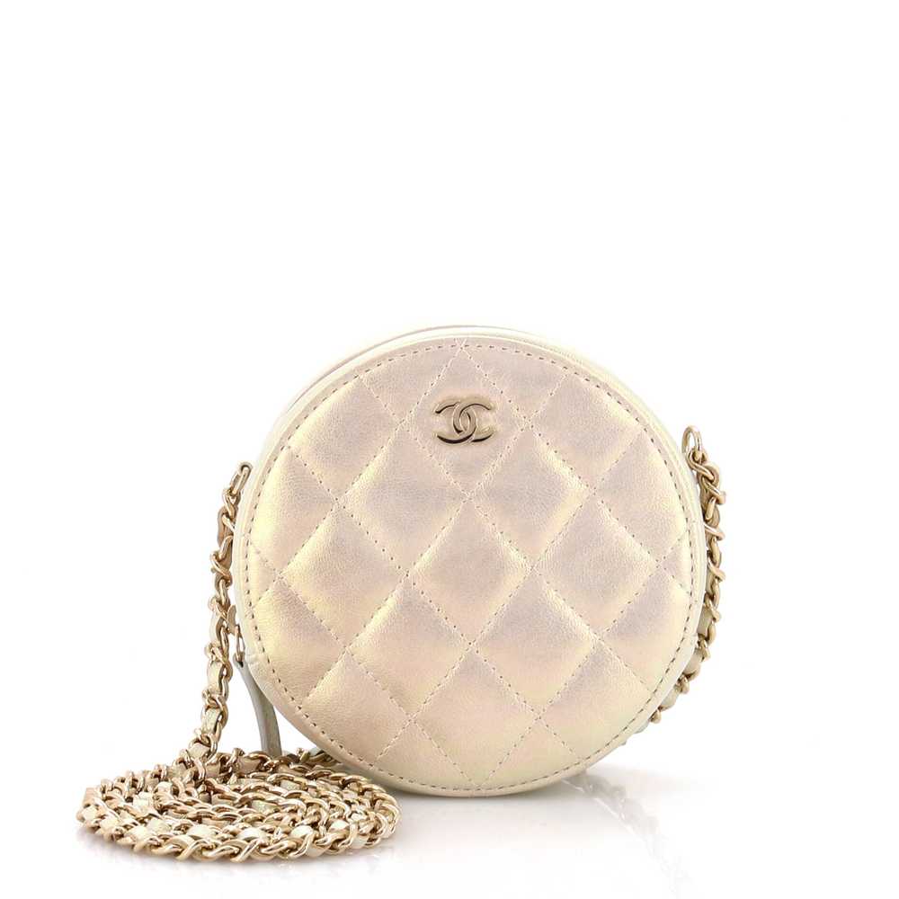 CHANEL Round Clutch with Chain Quilted Iridescent… - image 1