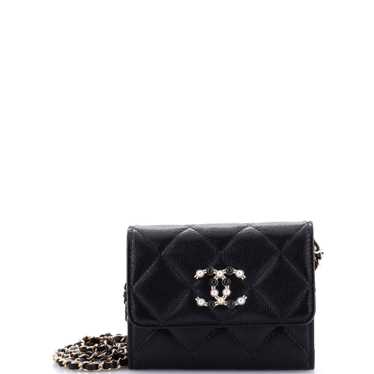 CHANEL Coco Candy Card Holder on Chain Quilted Cav