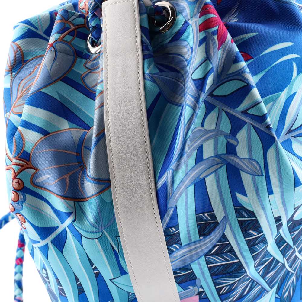 Hermes Soie Cool Handbag Printed Silk and Calfski… - image 7