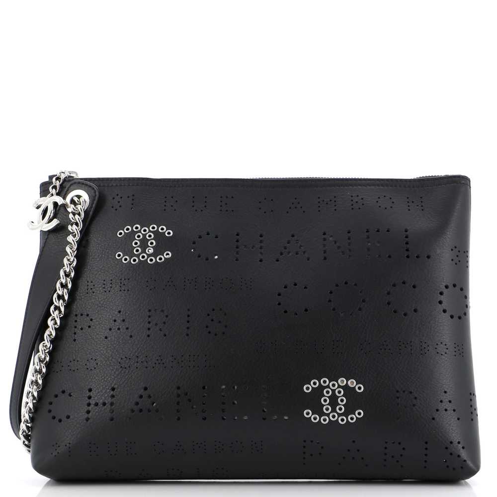 CHANEL Logo Eyelets Clutch Perforated Calfskin - image 1