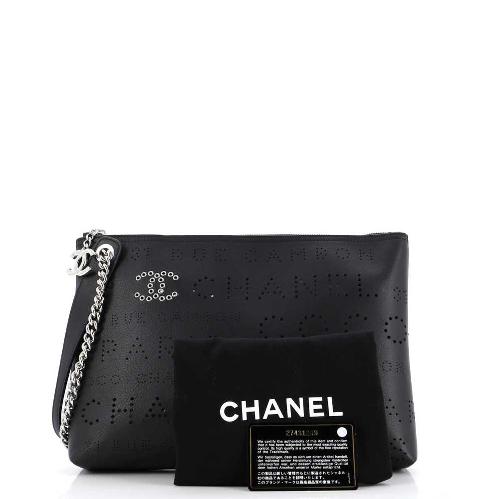 CHANEL Logo Eyelets Clutch Perforated Calfskin - image 2