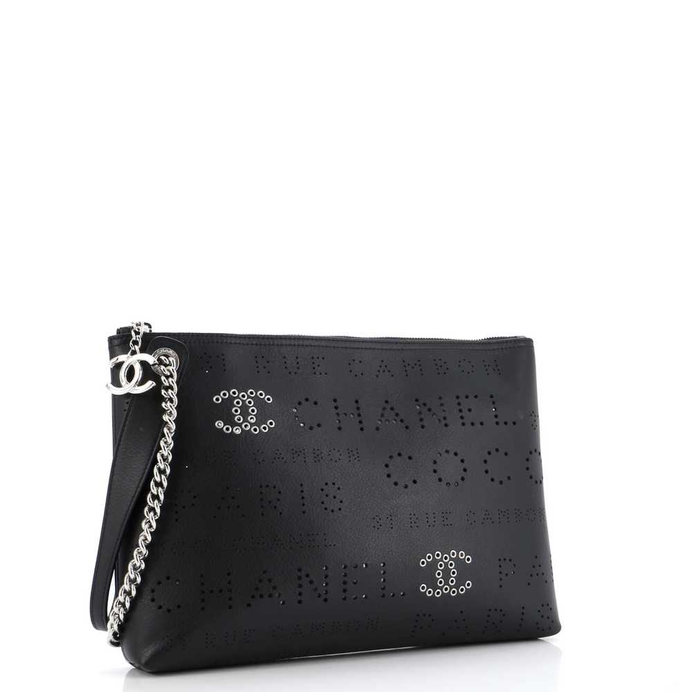 CHANEL Logo Eyelets Clutch Perforated Calfskin - image 3