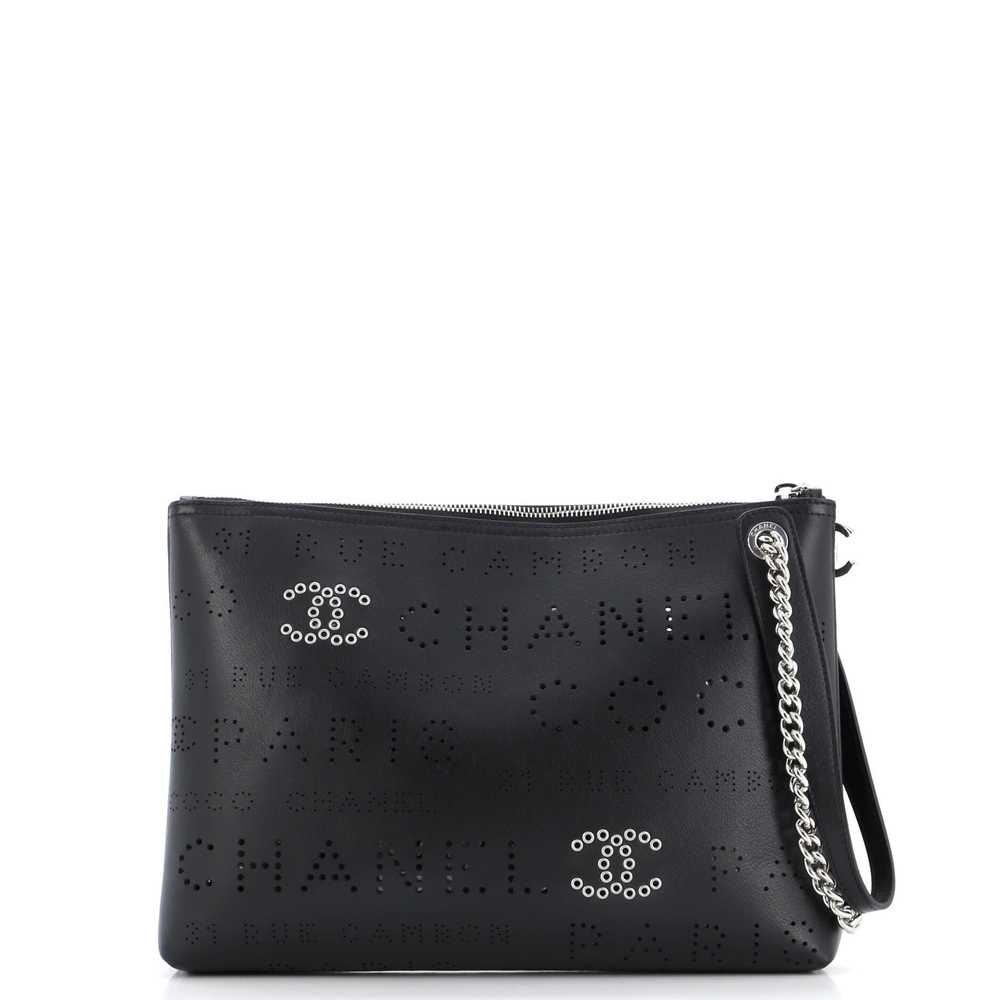 CHANEL Logo Eyelets Clutch Perforated Calfskin - image 4