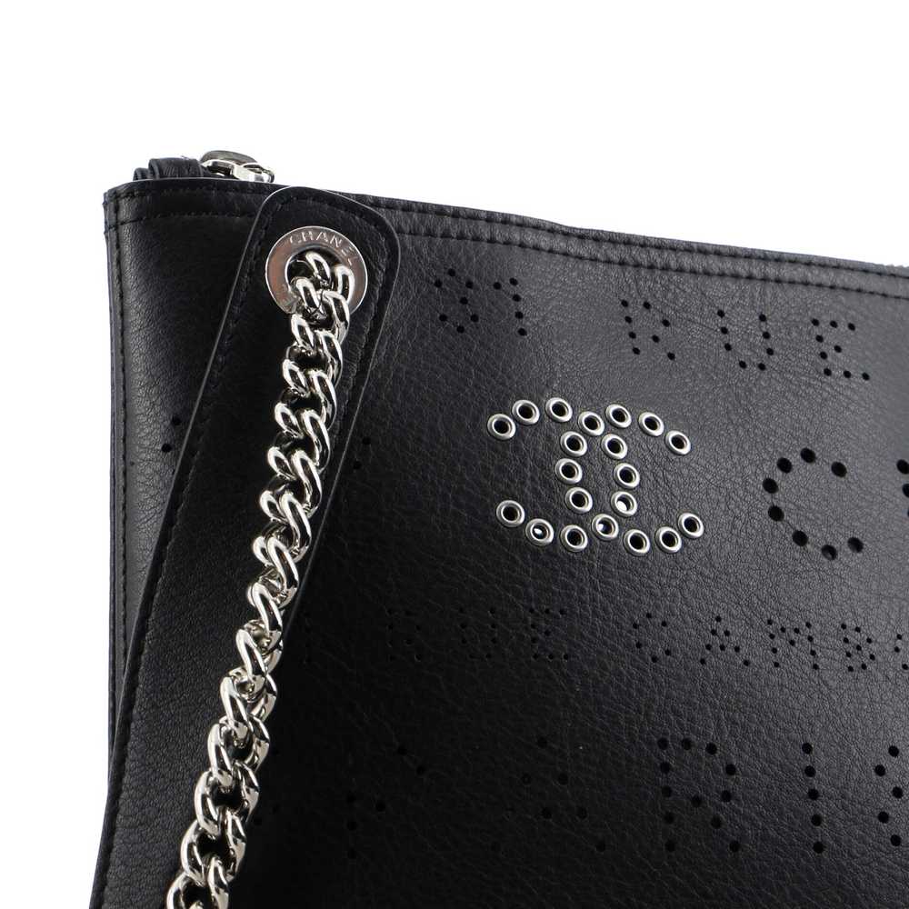 CHANEL Logo Eyelets Clutch Perforated Calfskin - image 7