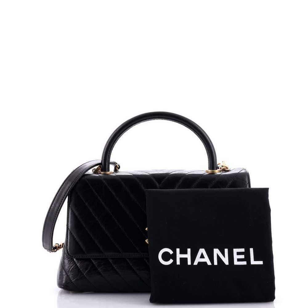 CHANEL Coco Top Handle Bag Chevron Aged Calfskin … - image 2