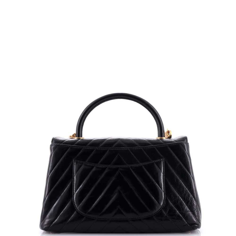 CHANEL Coco Top Handle Bag Chevron Aged Calfskin … - image 4