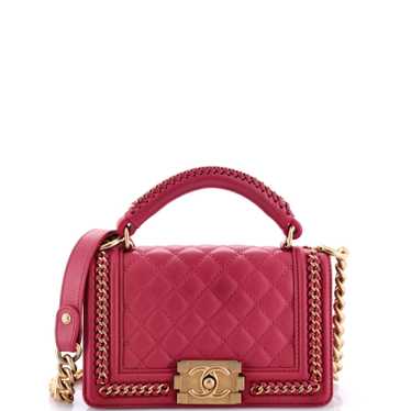 CHANEL Chain Handle Boy Flap Bag Quilted Calfskin 