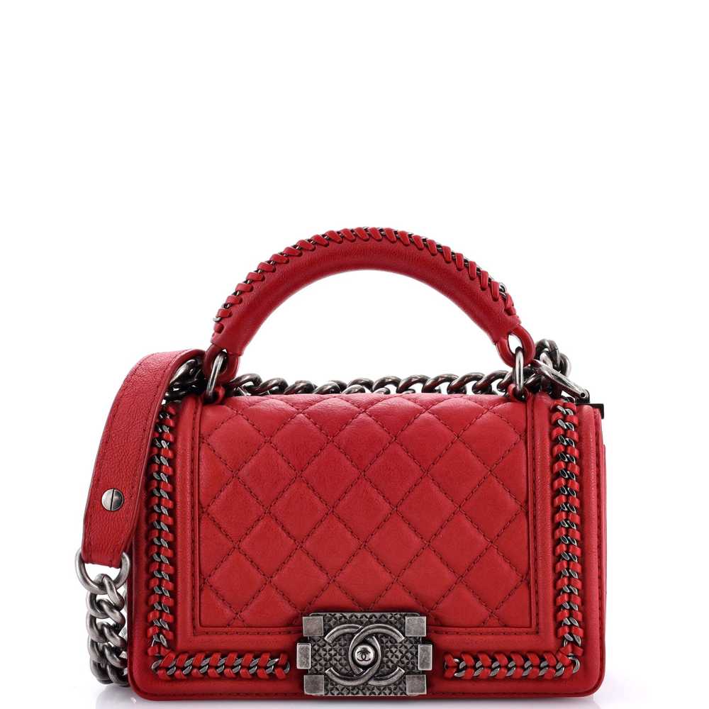 CHANEL Chain Handle Boy Flap Bag Quilted Calfskin… - image 1