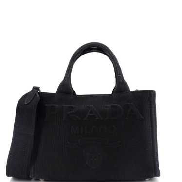 PRADA Embossed Logo Canapa Convertible Tote Canvas