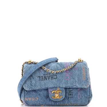 CHANEL Denim Mood Flap Bag Logo Printed Quilted De