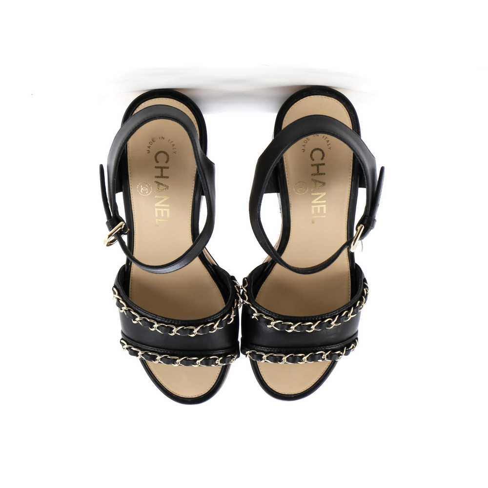 CHANEL Women's Chain Platform Wedge Sandals Quilt… - image 2