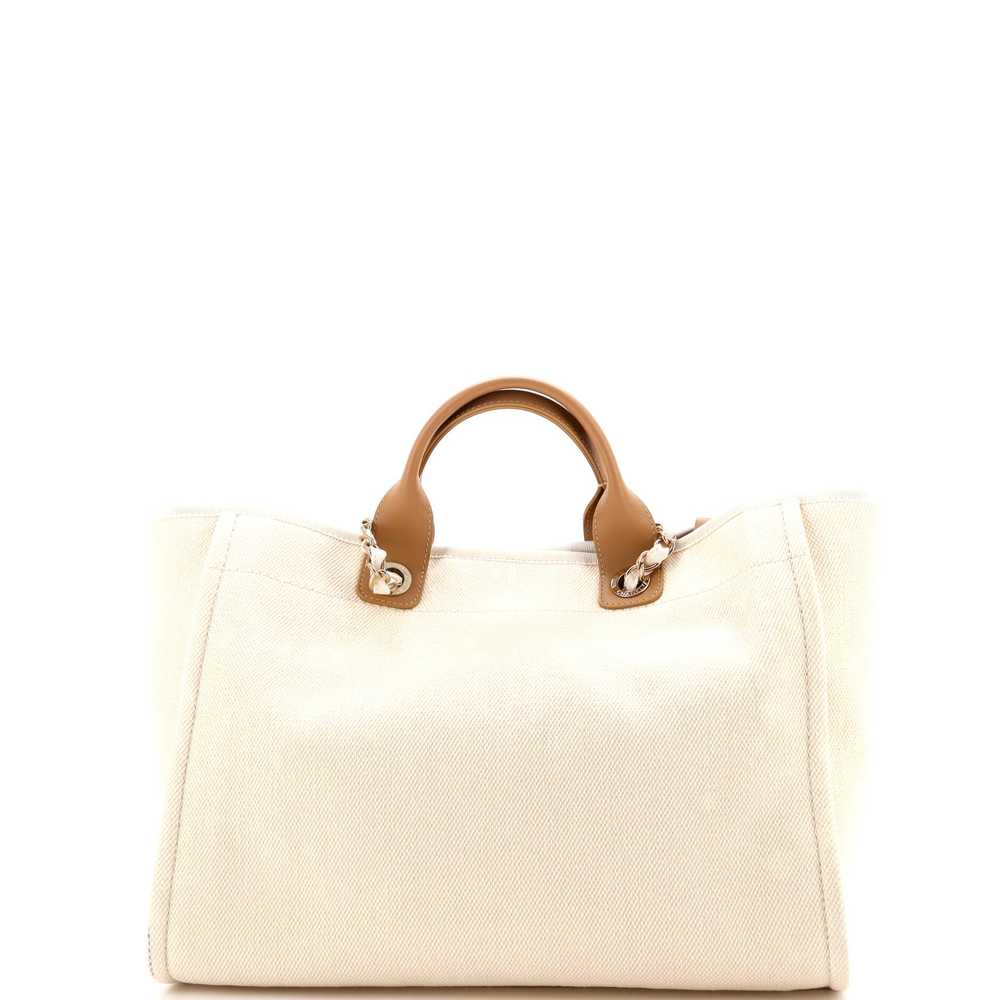 CHANEL Deauville Tote Pearl Embellished Canvas Me… - image 4