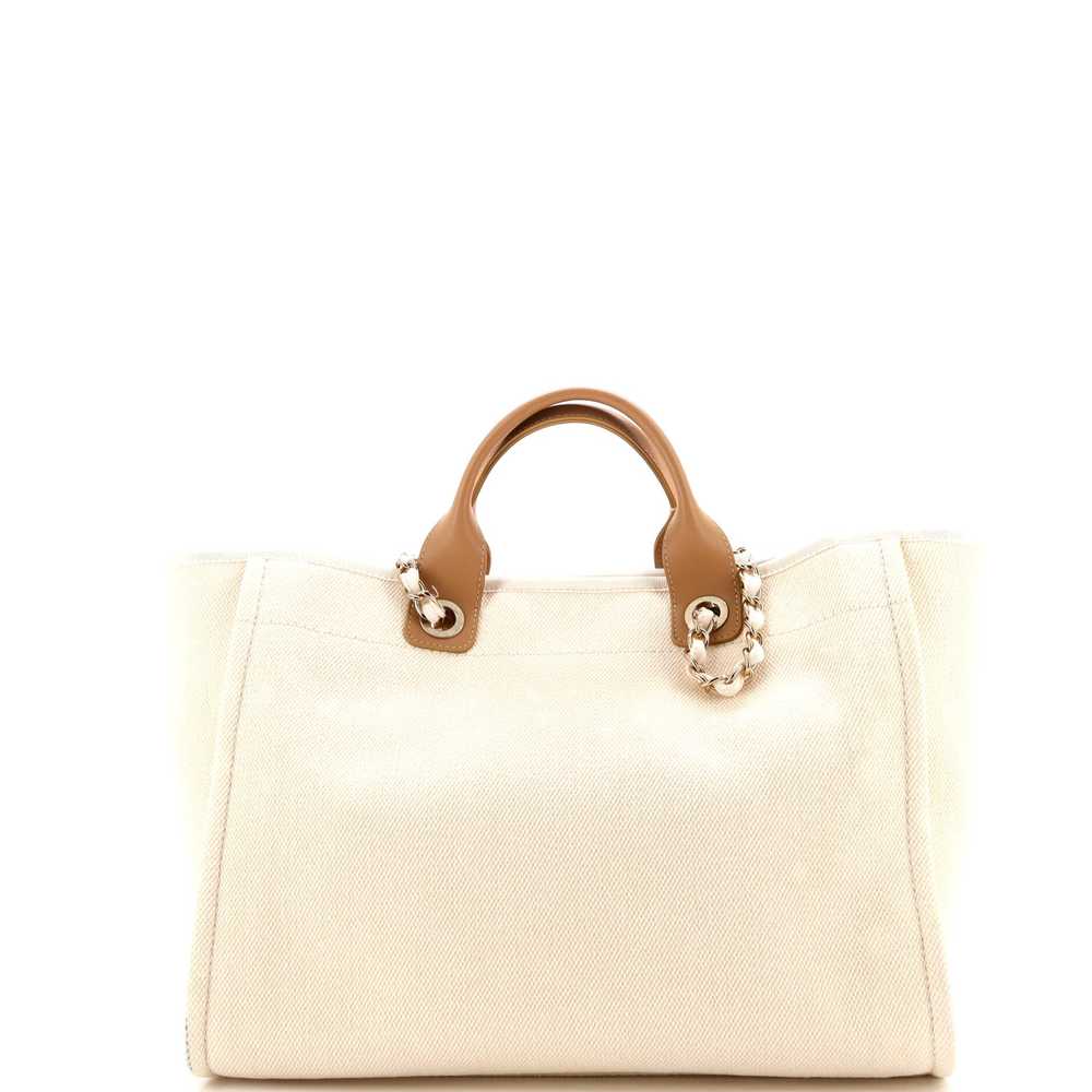 CHANEL Deauville Tote Pearl Embellished Canvas Me… - image 5