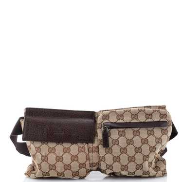 GUCCI Vintage Double Belt Bag GG Canvas