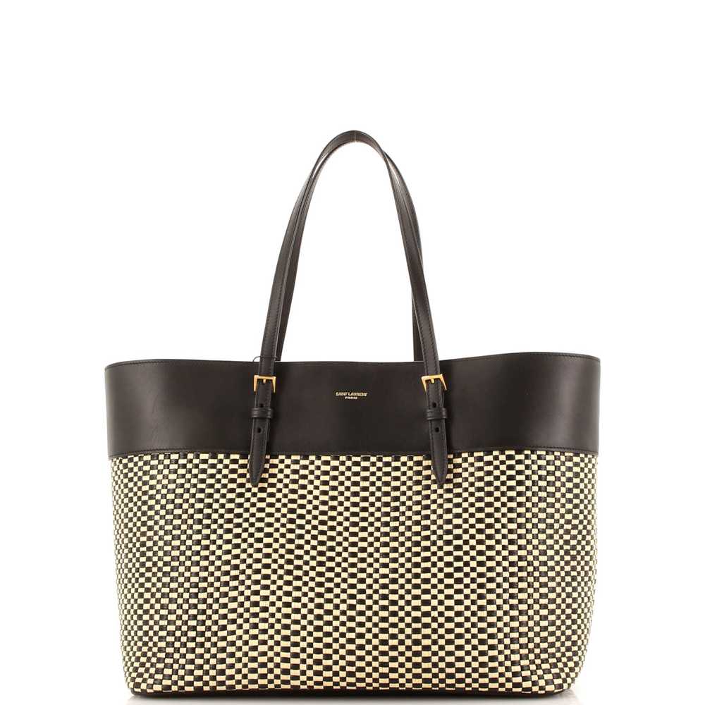 Saint Laurent Shopper Tote Leather and Raffia - image 1