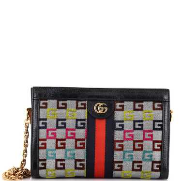 GUCCI Ophidia Chain Shoulder Bag Embroidered Canva