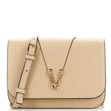 VERSACE Virtus Chain Flap Shoulder Bag Leather Me… - image 1