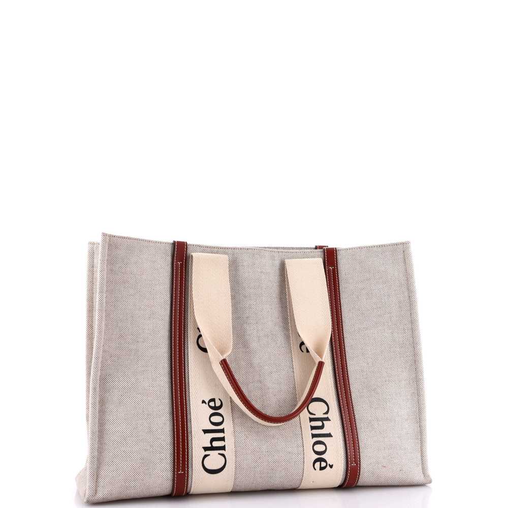 CHLOE Woody Tote Canvas with Leather Large - image 2