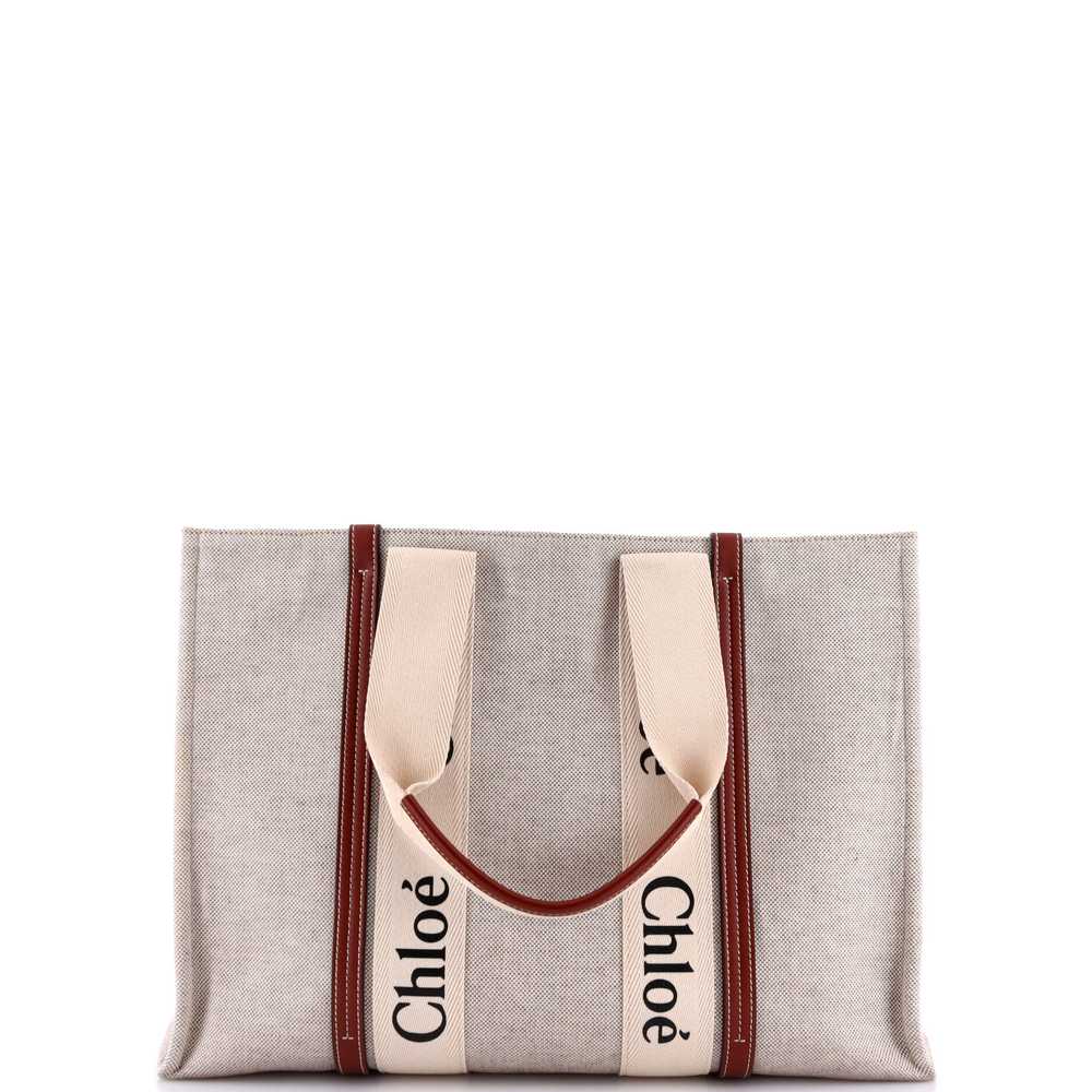 CHLOE Woody Tote Canvas with Leather Large - image 3