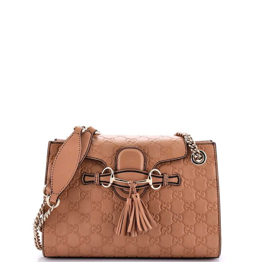 GUCCI Emily Chain Flap Shoulder Bag Guccissima Le… - image 1