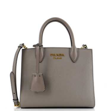 PRADA Bibliotheque Tote Saffiano with City Calf Sm