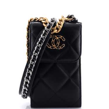 CHANEL 19 Vertical Phone Holder with Chain Quilted