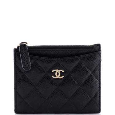 CHANEL CC Zip Card Holder Quilted Caviar