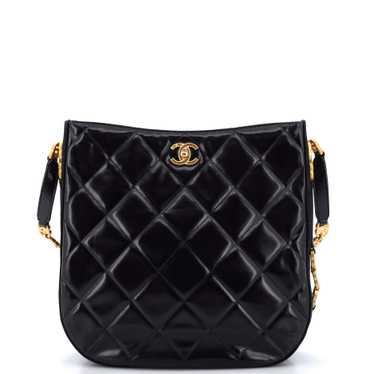 CHANEL Tiny CC Link Hobo Quilted Shiny Calfskin a… - image 1