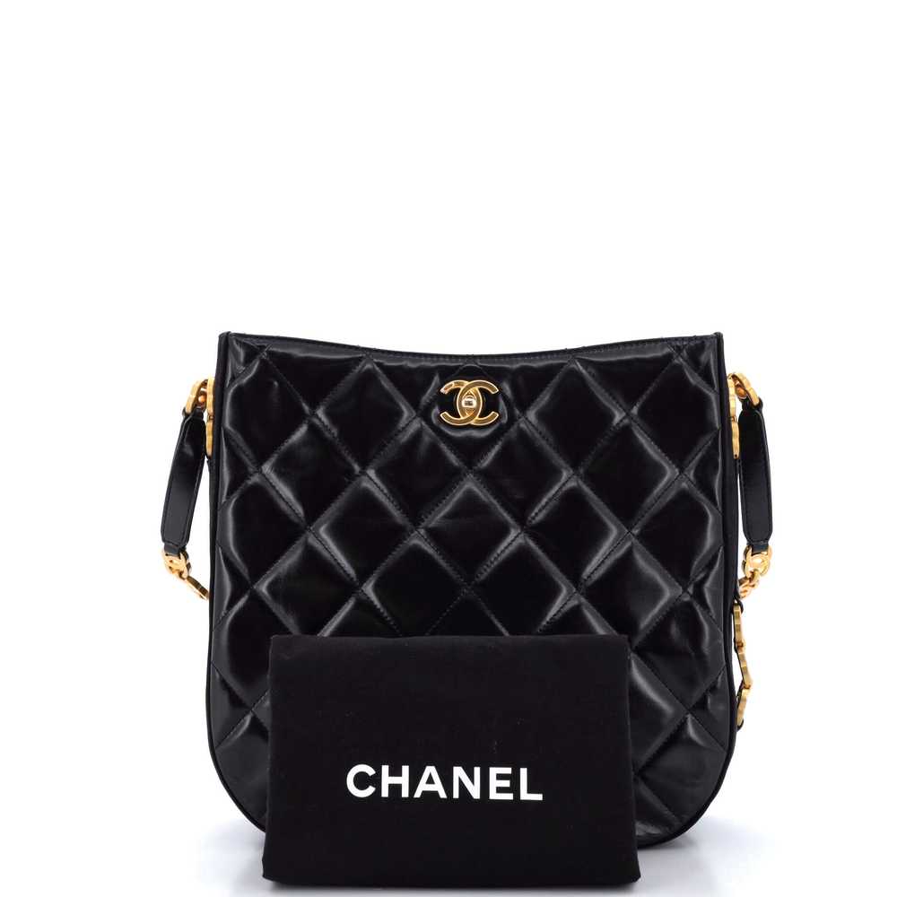 CHANEL Tiny CC Link Hobo Quilted Shiny Calfskin a… - image 2