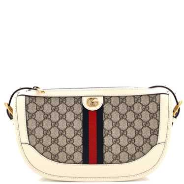 GUCCI Ophidia Curved Zip Shoulder Bag GG Coated Ca