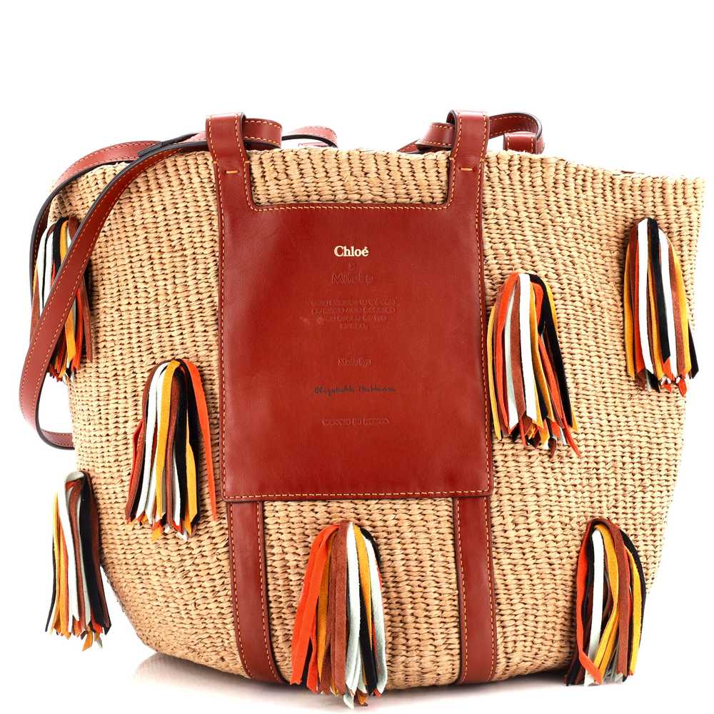 CHLOE x Mifuko Tassels Basket Tote Raffia with Le… - image 1