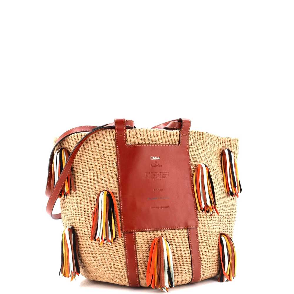 CHLOE x Mifuko Tassels Basket Tote Raffia with Le… - image 2