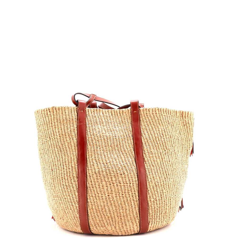 CHLOE x Mifuko Tassels Basket Tote Raffia with Le… - image 3