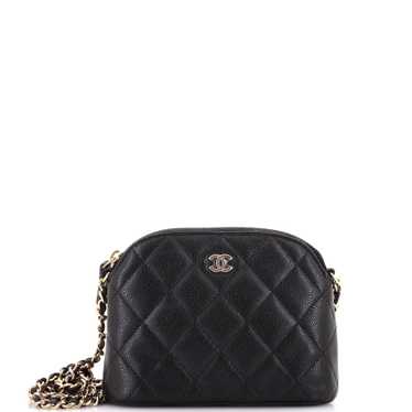 CHANEL CC Dome Zip Clutch with Chain Quilted Cavia