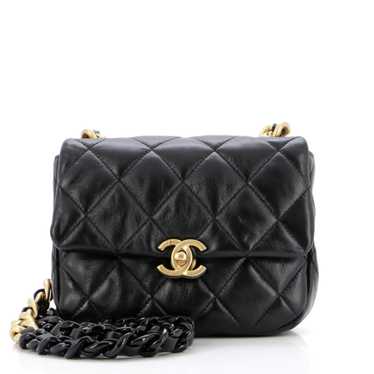 CHANEL Lacquered Metal CC Flap Bag Quilted Lambski