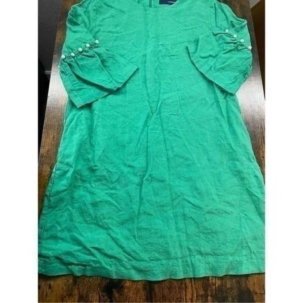 laundry brand green linen bell sleeve pearl detai… - image 3