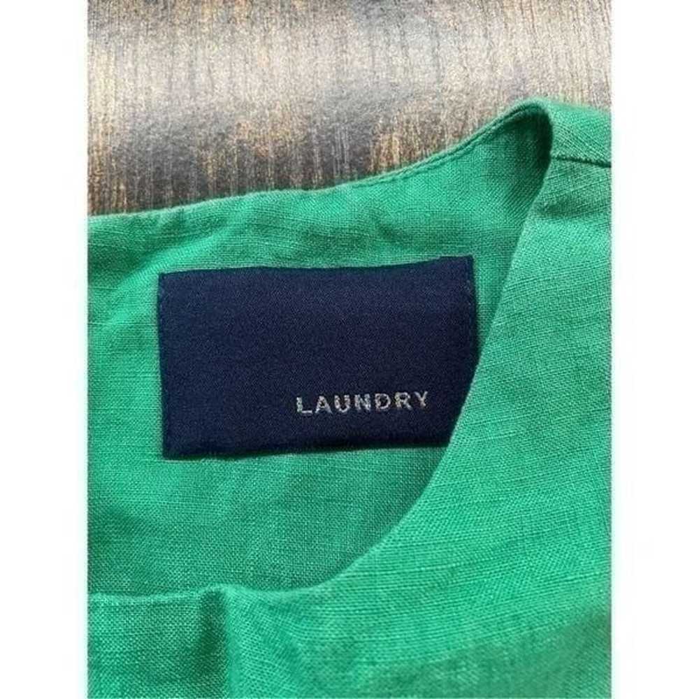 laundry brand green linen bell sleeve pearl detai… - image 4