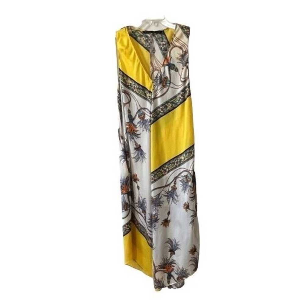 Zara Yellow Scarf Print Handkerchief Hem Midi Sli… - image 2