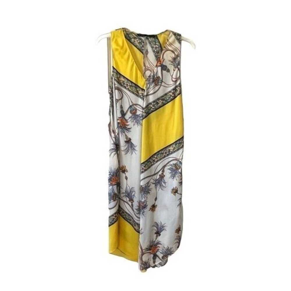 Zara Yellow Scarf Print Handkerchief Hem Midi Sli… - image 3