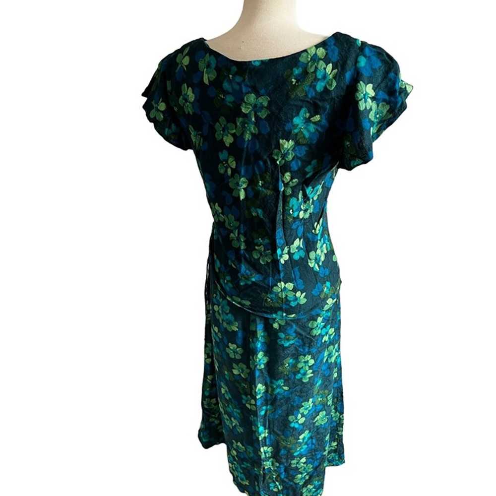 Vintage Karin Stevens Blue Green Floral Skirt Set… - image 2